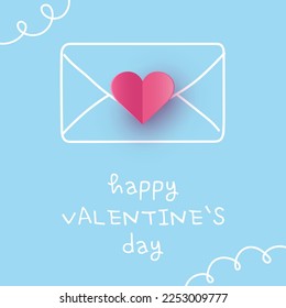 Envelope with paper cut hearts. Symbols of love for Valentine’s Day. Vector illustration