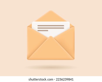 Envelope with paper documents icon. 3D Vector Illustrations