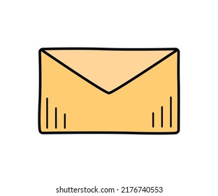 Ilustración vectorial de doodle de papel sobre. Selle una carta, un mensaje cerrado en una hoja
