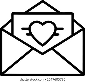 Envelope and paper with a heart inside. Mail, letter or stationery theme. Vector illustration in flat style isolated on white background.