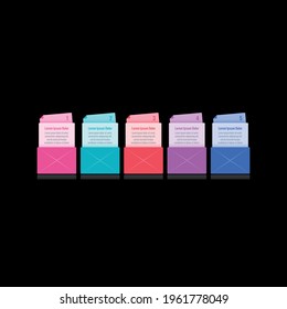 envelope and paper infographic template. five steps information template. web, internet, annual report, magazine infographic template