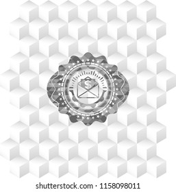 envelope with paper with money symbol inside icon inside realistic grey emblem with cube white background