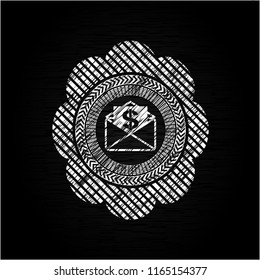envelope with paper with money symbol inside icon drawn with chalkboard texture