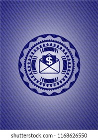 envelope with paper with money symbol inside icon with jean texture
