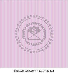 envelope with paper with money symbol inside icon inside retro pink emblem