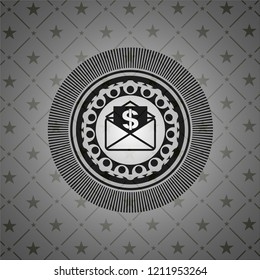envelope with paper with money symbol inside icon inside realistic dark emblem