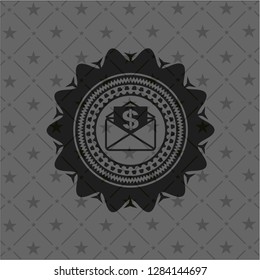 envelope with paper with money symbol inside icon inside dark emblem