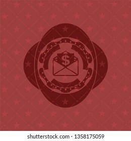 envelope with paper with money symbol inside icon inside red icon or emblem