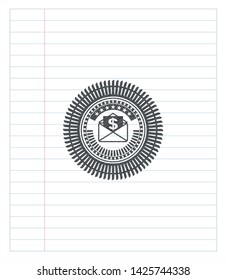 envelope with paper with money symbol inside icon pencil strokes emblem. Vector Illustration. Detailed.