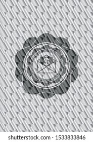 envelope with paper with money symbol inside icon inside silver emblem. Scales pattern. Vector Illustration. Detailed.