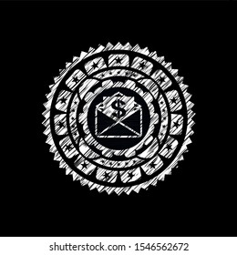 envelope with paper with money symbol inside icon inside chalk emblem written on a blackboard