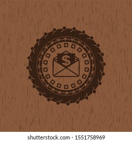 envelope with paper with money symbol inside icon inside wooden signboards