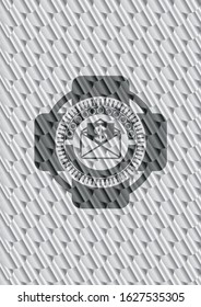 envelope with paper with money symbol inside icon inside silver shiny badge. Scales pattern. Vector Illustration. Detailed.