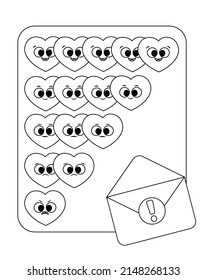 Sobre con un papel en el que se califica en forma de corazones.