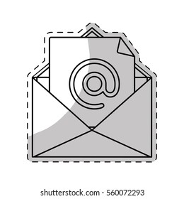 envelope with paper page over white background. vector illustration