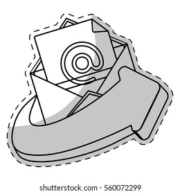 envelope with paper page over white background. vector illustration