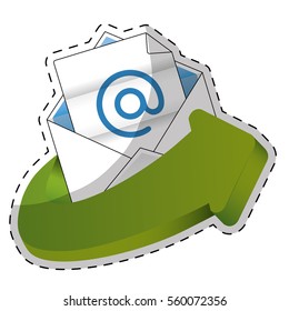 envelope with paper page over white background. colorful design. vector illustration