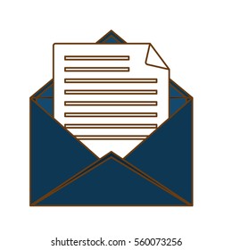 envelope with paper page over white background. colorful design. vector illustration