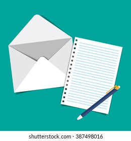 envelope , paper and pen vector illustration