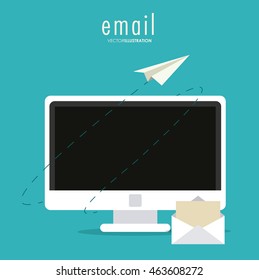 Envelope paper plane computer email message mail icon. Flat and Colorfull illustration. Vector graphic