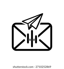 Envelope and paper plane icon, minimal messaging symbol, line art vector
