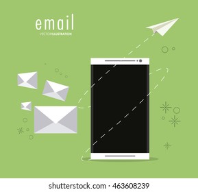 Envelope paper plane smartphone email message mail icon. Flat and Colorfull illustration. Vector graphic