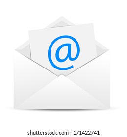 Envelope with  a paper sheet, concept of e-mail, vector  illustration