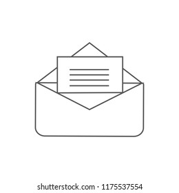 envelope with paper, vector illustration isolated on white background