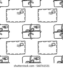 Envelope and parcels seamless mail pattern. Can be used for textile, website background, book cover, packaging.