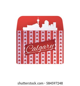 Envelope with a pattern and an inscription Calgary.Design element to the Canadian national holidays.Vector illustration.Realistic icon.Eps 10
