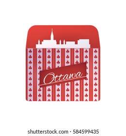 Envelope with a pattern and an inscription Ottawa.Design element to the Canadian national holidays.Vector illustration.Realistic icon.Eps 10
