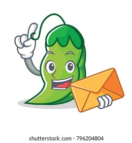 With envelope peas character cartoon style