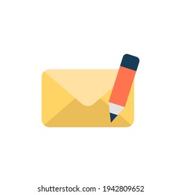 Envelope and pen icon in color icon, isolated on white background 