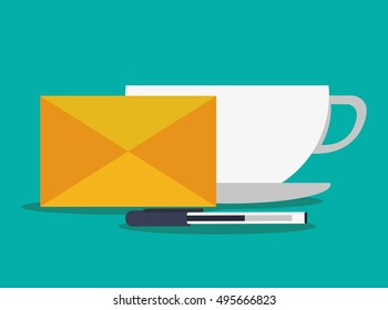Envelope pen and mug design
