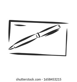 sobre y bolígrafo, ilustración de esbozo vectorial 