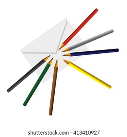 envelope and pencils