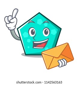 With envelope pentagon character cartoon style