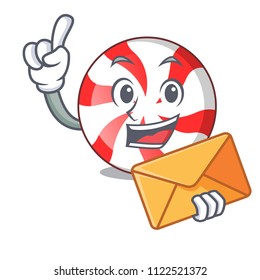 With envelope peppermint candy character cartoon