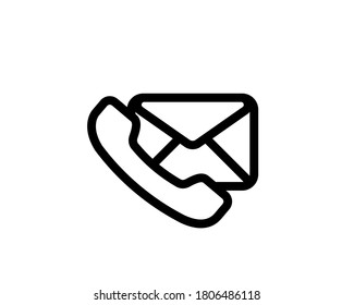 Envelope with phone. Email, Message line icon. Communication. Vector on isolated white background. EPS 10
