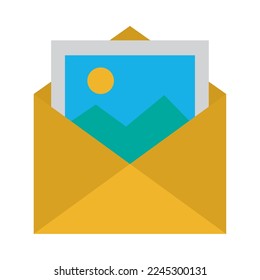 envelope with picture on white background