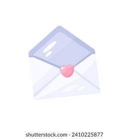 Envelope with pink heart icon on white background Vector illustration