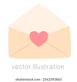 Envelope with pink heart vector illustration.