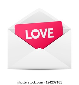 Envelope with pink Valentine card