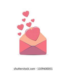 Envelope pink vector letter love illustration. White paper isolated card valentine icon day.