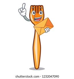 With envelope plastic fork cartoon with the isolated