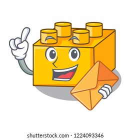 With envelope plastic shaped toy on construction character
