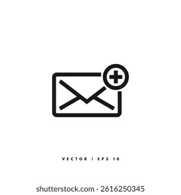 Envelope Plus Icon. Editable Stroke