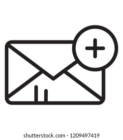 Envelope with plus sign showing new message