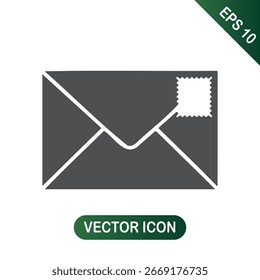 Envelope with postage stamp icon