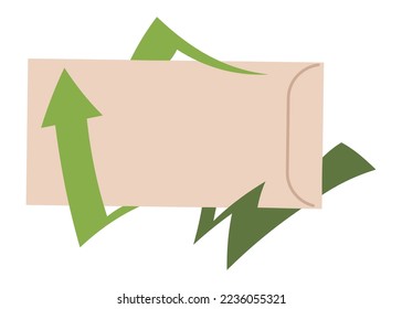 Envelope postcard or letter. Craft paper stationery or handmade isolated card, isolated paper mail. Stylish mail letter